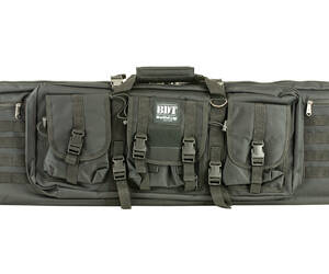 Bulldog BDT6043B BDT Tactical Double Rifle Case made of Nylon with Black Finish 3 Accessory Pockets, Deluxe Padded Backstraps Lockable Zippers & Padded Internal Divider 13" H x 43" W x 4" D Interior Dimensions